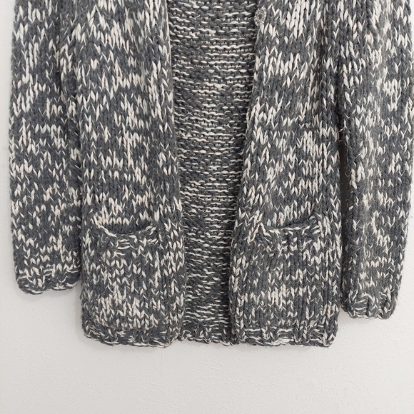 Go Silk Hooded Gray Silk Wool Blend Chunky Marled Gray White Button Cardigan S. - Picture 4 of 10